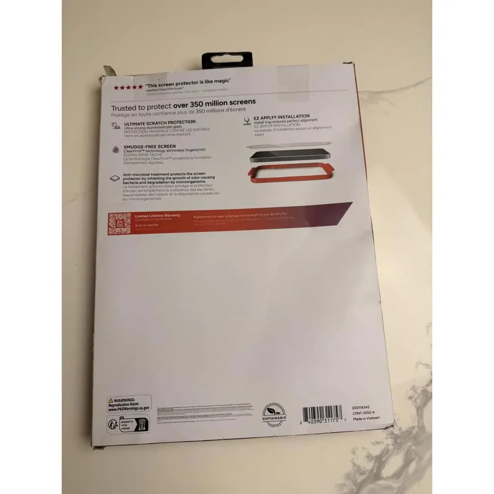 ZAGG InvisibleShield Glass Elite Screen Protector New iPad 2024 Large NIB